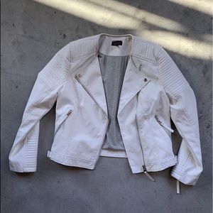 Topshop white leather jacket